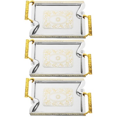  3 PCS GOLD -Servierschale Vintage Serviertablett Obstschale