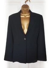 Marella Black Tailored Suit Jacket With Mother Of Pearl Buttons, Size 8 - Vgc