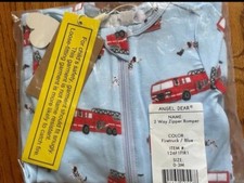 Angel Dear Bamboo firetruck zipper romper 0-3 mo NWT