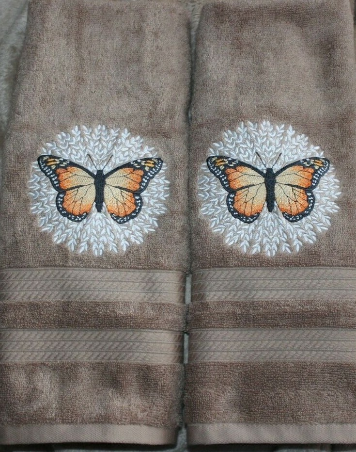 Tiger Swallowtail Butterfly on MEDALLION Bath HAND TOWEL Set