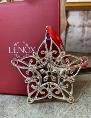 Lenox Silver-Plated Star Multi Color Crystal Christmas Ornament New Sparkle
