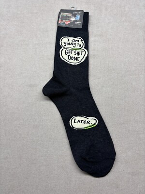 Blue Q Socks Men's 7-12 Get Sh*t Done Later Combed Cotton Crew New Novelty