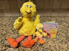Sesame Street 2002 Big Bird Plush 14" w/ Small Big Bird and Book Set