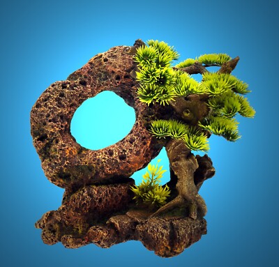 Aquarium Deko  BONSAI BAUM AUF FELS  Hhle Dekoration Terrarium Zubehr  | eBay.de