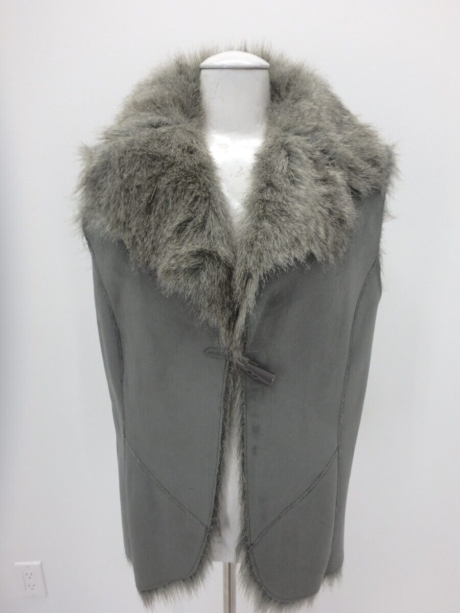 Shearling & Fox Faux Fur VEST Coat Jacket Large G… - image 1