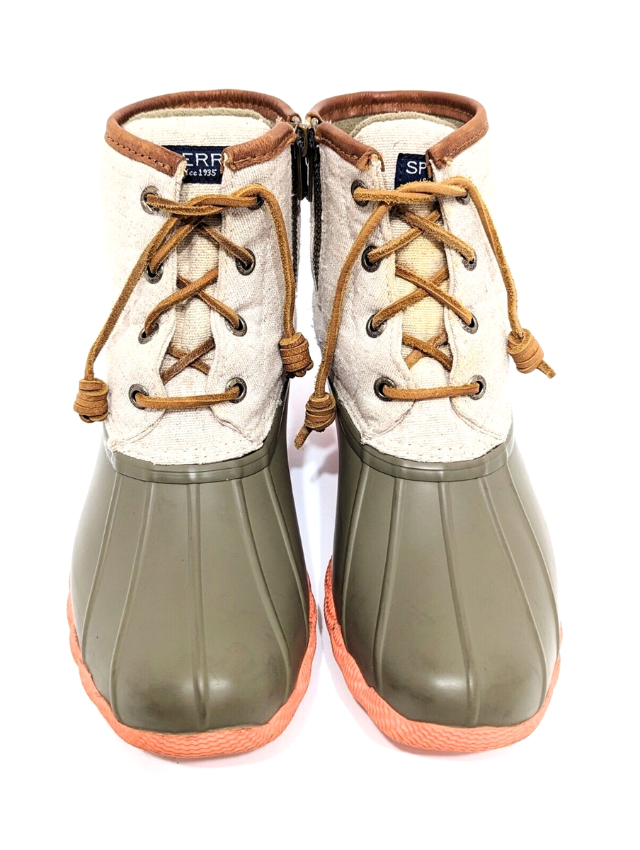 sperry duck boots green and orange
