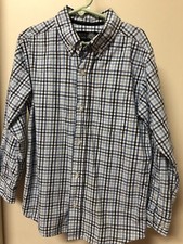 Boys Place Plaid Blue Button Up Long Sleeves Dress Shirt Size 5/6 S