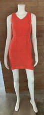 Womens J.CREW SLEEVELESS LINEN SHEATH DRESS Salmon SIDE ZIP Lined V NECK Size 0