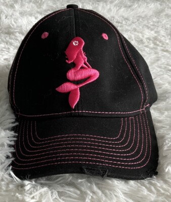 Blue Water Babes Black/Hot Pink Mermaid Ball Cap Slight Distressed OS NEW
