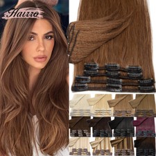 8Piece Clip In 100 Human Real Remy Hair Extensions Brown Full Head Double Drawn