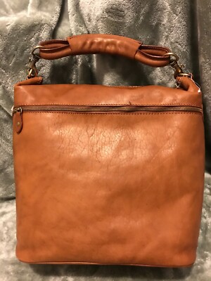 I MEDICI FIRENZE Italy Genuine Leather Square Large Bag Crossbody Brown
