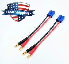 2pcs 4mm Bullet/Banana Connector to EC5 Charge Cable Lead for RC LiPO Battery