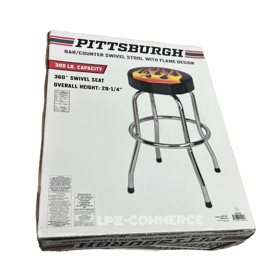 NEW Shop Stool with Flame Design-PITTSBURGH AUTOMOTIVE -- FREE SHIPPING - Image 3 of 3