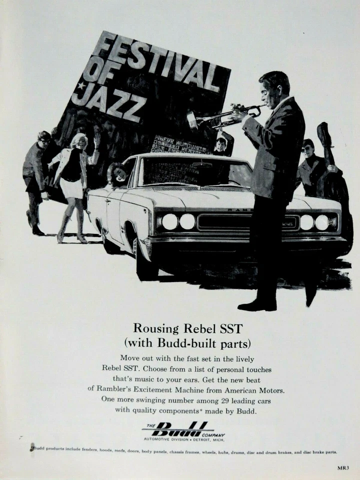 Budd Jazz Festival Rambler Rebel SST 1967 anuncio impreso original vintage 8,5 x 11" Foto 2 de 4