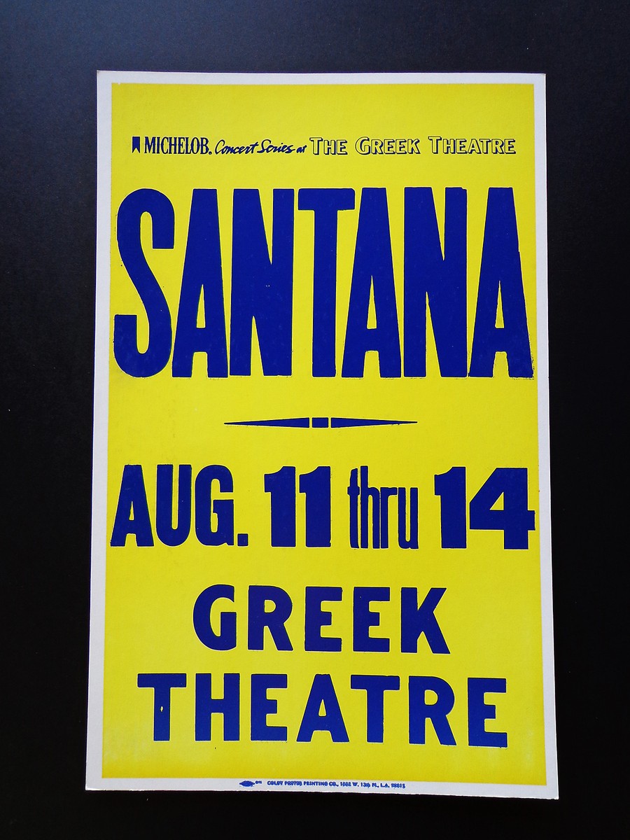 SANTANA - THE GREEK THEATRE - ORIGINAL VINTAGE ROCK CONCERT PROMO