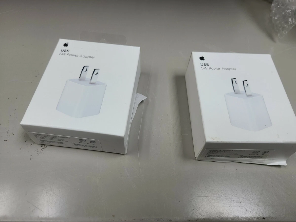 2 Pack GENUINE APPLE USB Power Adapter. (MD810LL/A) 5V/1A.