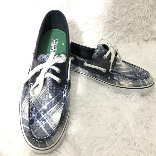 SPERRY PLAID SEQUIN BOAT SHOES 2 EYE 