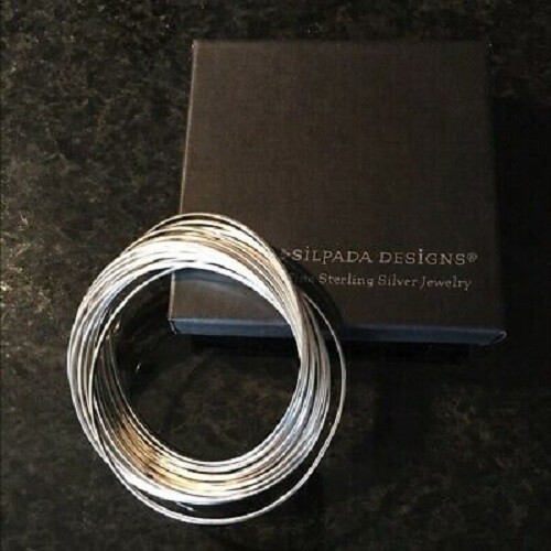 Silpada 21 Salute Interlocking Bangle Sterling Silver Bracelet B0640 - Picture 10 of 12