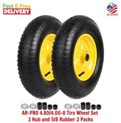 AR-PRO 4.80/4.00-8 Tire Wheel Set 3 Hub and 5/8 Rubber 2 Packs