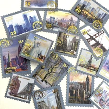 New York City Washi Paper Stamp Stickers Travel Journal Collage