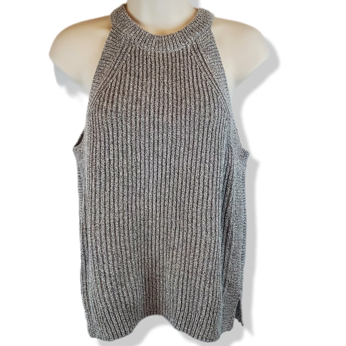 Womens Madewell Sleeveless Gray Knit Mockneck Sweater Tank Top Size M