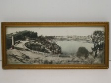 VINTAGE FRAMED HAND COLOURED BLACK AND WHITE PHOTOGRAPH BLUE LAKE MT GAMBIER SA