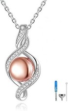 Urn Necklace for Ashes Drop Ball Memorial Keepsake Pendant 925 Sterling Silver