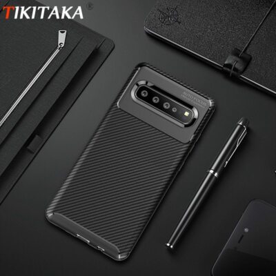 Tikitaka Carbon Fiber Matte Case For Samsung S10 S10Plus S10Lite Soft TPU Radiat
