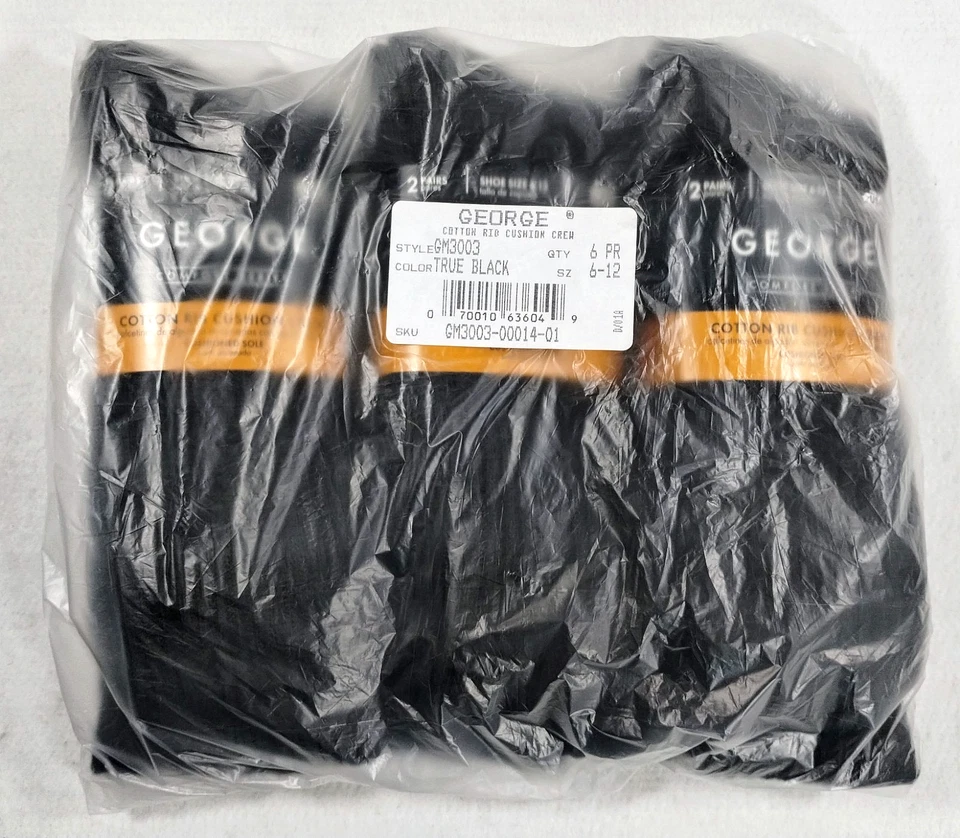 Paquete de 2 pares de calcetines negros de algodón George Comfort para hombre talla 6-12 Foto 3 de 4