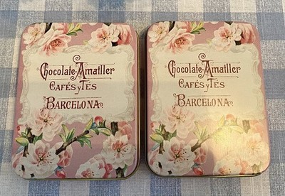 2 Chocolate Amatller Barcelona Tin Art Deco Victorian Ads Boxes Bridgerton style
