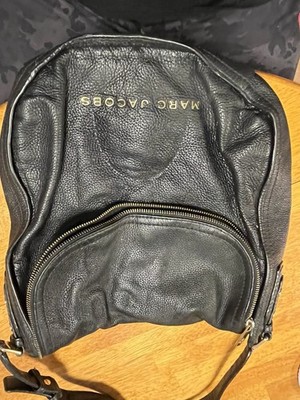 Marc Jacobs Black Zipper Men's Backpack Solid Pattern