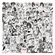 Sexy Anime Girl Stickers 50 Pack Random Assortment Waifu Black And White Decals