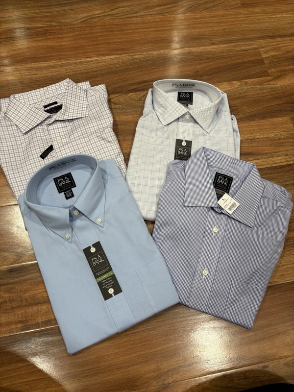 Bundle Of 4 Jos A Bank Dress Shirts Blue & Purple 16.5-36