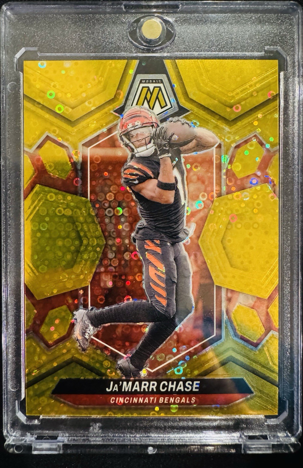 Ja’marr Chase 2024 Panini Mosaic Gold Disco Prizm 10/10 #45 Triple Crown year