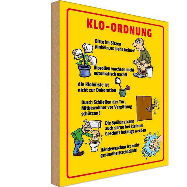 Holzschild 30X20 Cm Klo Ordnung Im Sitzen Pinkeln Warnschild Hinweisschild Deko-image