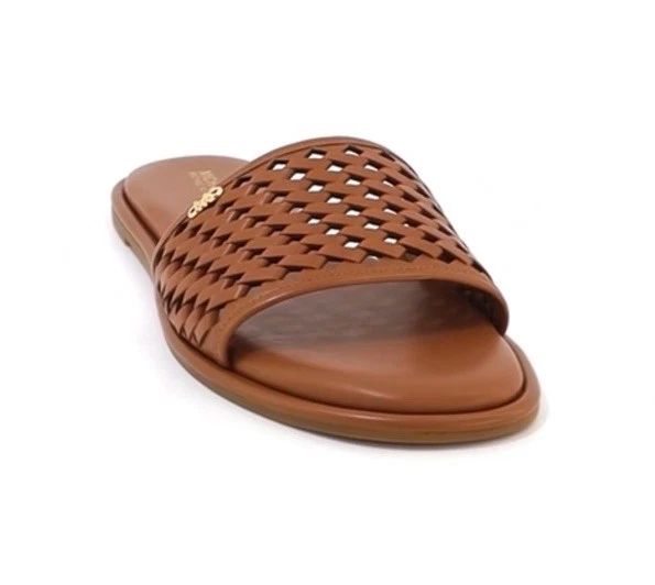 Michael Kors Women's Luggage Brown Saylor Slide Leather Sandals Size 6,5 M - Image 2 of 4