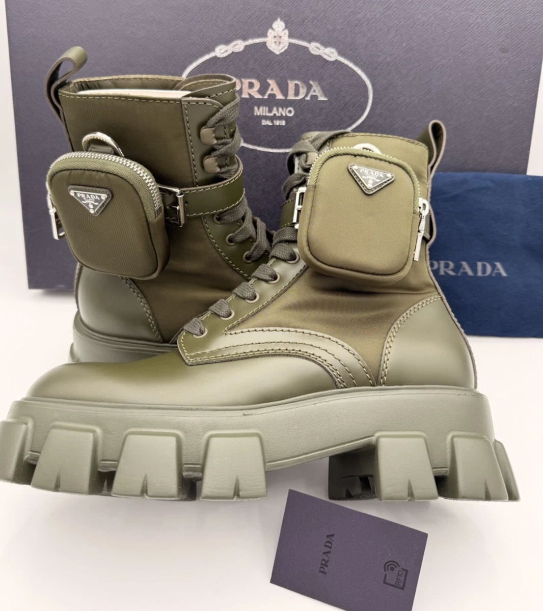 PRADA Leather Upper Green Boots for Women for sale | eBay