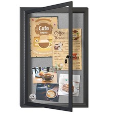Outdoor Weatherproof Enclosed Fabric Bulletin Board,Noticeboard Case with Loc...