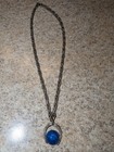 Silver Tone Horseshoe Necklace with Blue Pendant Vintage Jewelry Western Boho — photo 4