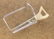 Vintage French TA T.A. Specialites chrome steel water bottle cage white Raleigh