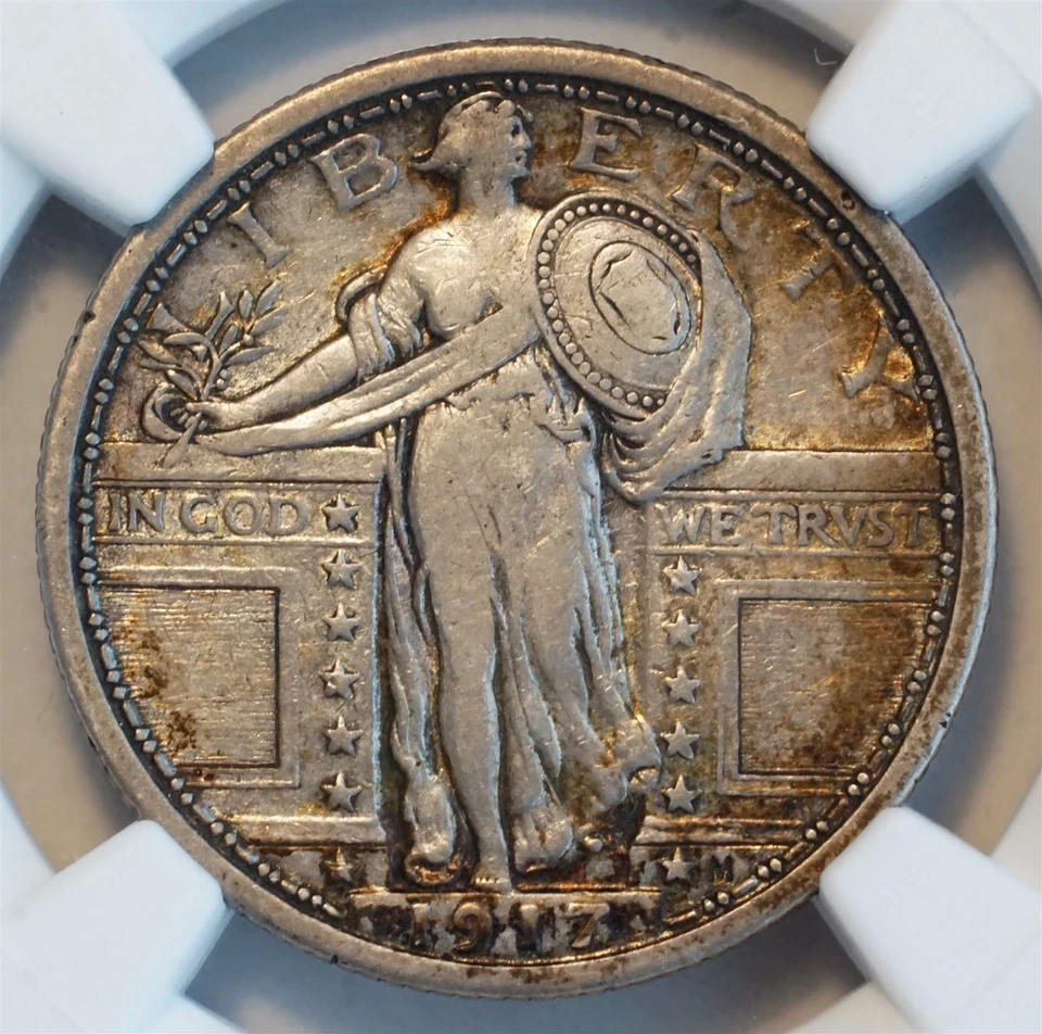 1917 25C US Standing Liberty Silver Quarter TYPE 1 (NGC XF 40 XF40)  - Image 3 of 4
