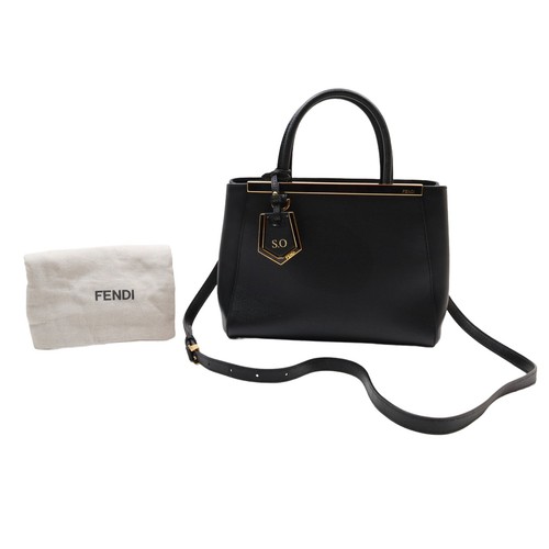 Fendi Petite 2Jours 8BH253 Elite Grained Leather Handbag - Black