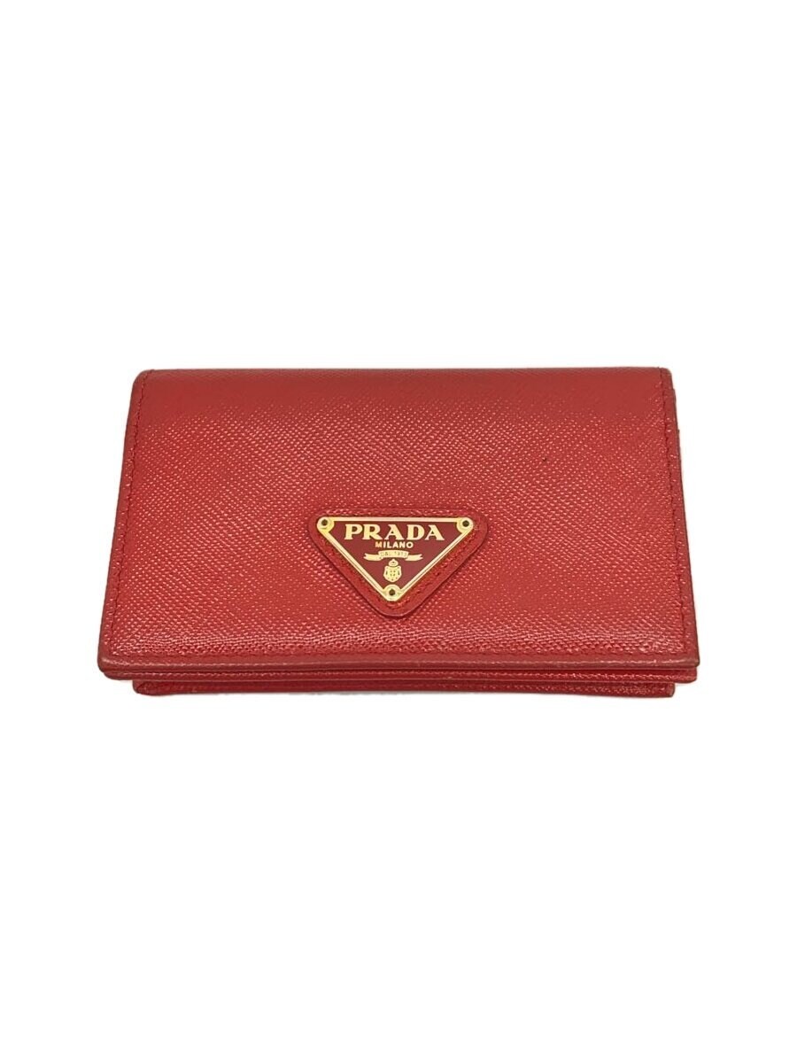 PRADA Card Case Leather RED Women's