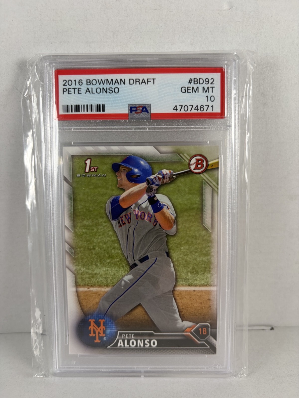 2016 Bowman Draft - Draft Picks Pete Alonso #BD-92 (RC) PSA 10 Baseball Card