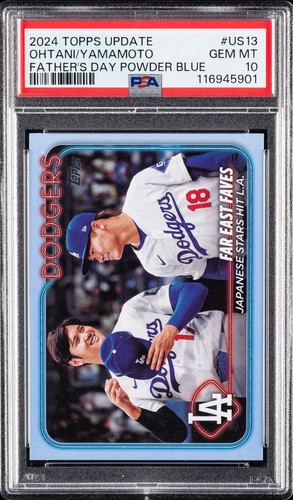 Shohei Ohtani & Yoshinobu Yamamoto [Father's Day Powder Blue] #US13 2024 Topps Update card