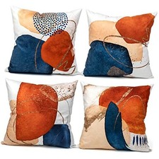 Boho Throw Pillow Covers 20x20 Set of 4 Mid 20" x 20" Pack of 4 Orange
