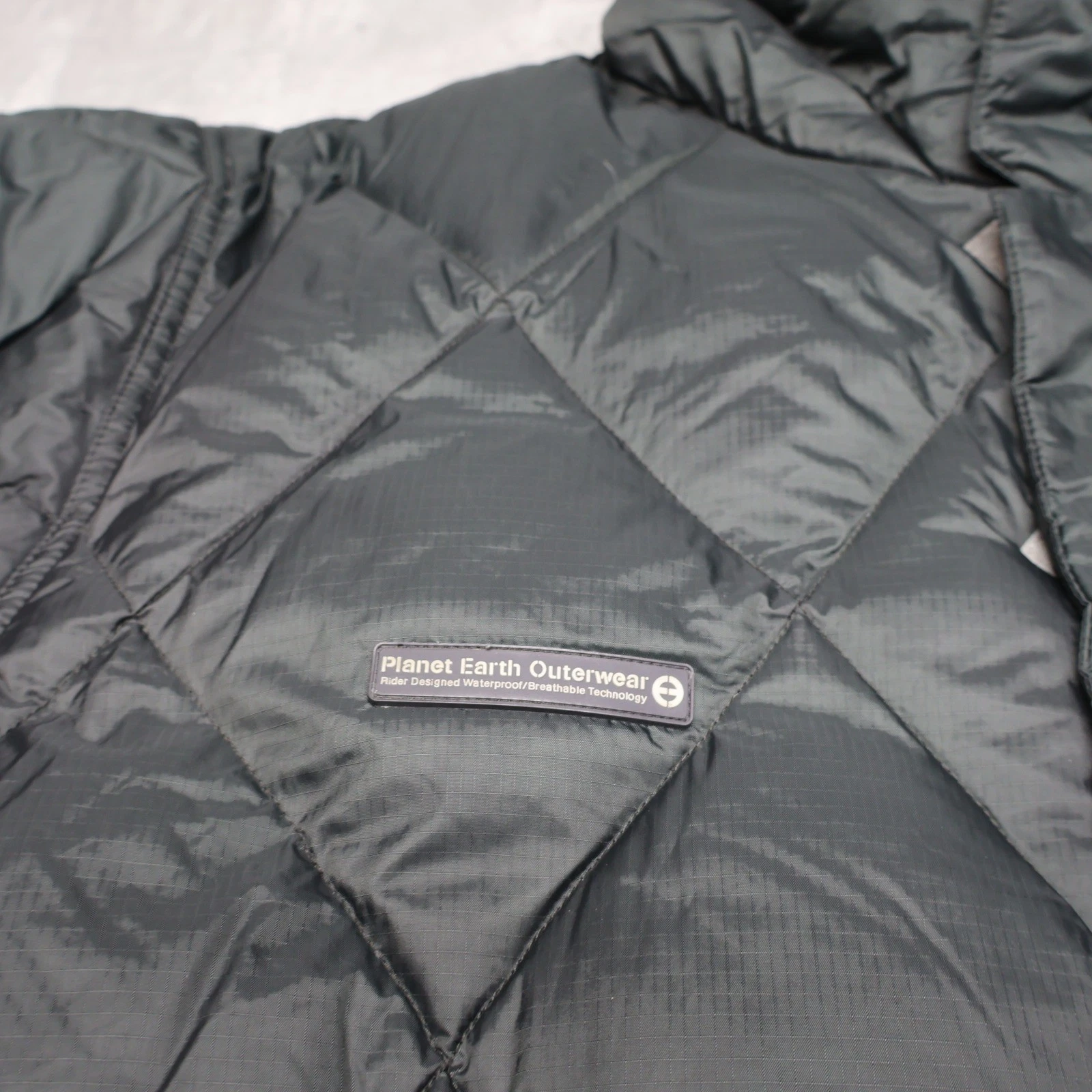 Planet Earth Down Jacket Mens Medium Blue Insulated Quilted Pit Zip Puffer VTG - product detail image 8