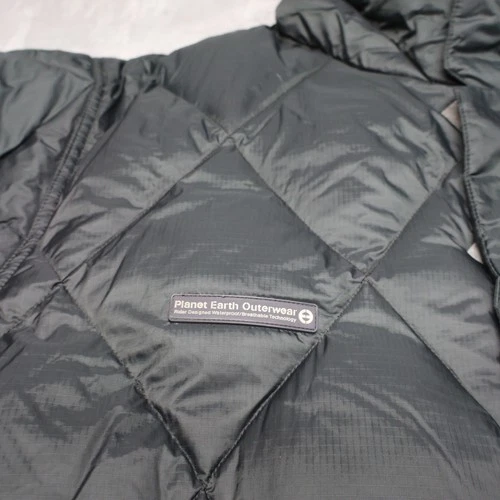 Planet Earth Down Jacket Mens Medium Blue Insulated Quilted Pit Zip Puffer VTG image 8