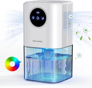 1L Portable Dehumidifier 35oz Capacity Silent Colorful LED Light Timer US Plug