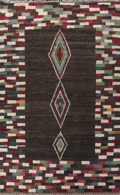 Geometric Dark Brown Hand-made Moroccan Wool Area Rug Living Room Carpet 9x13